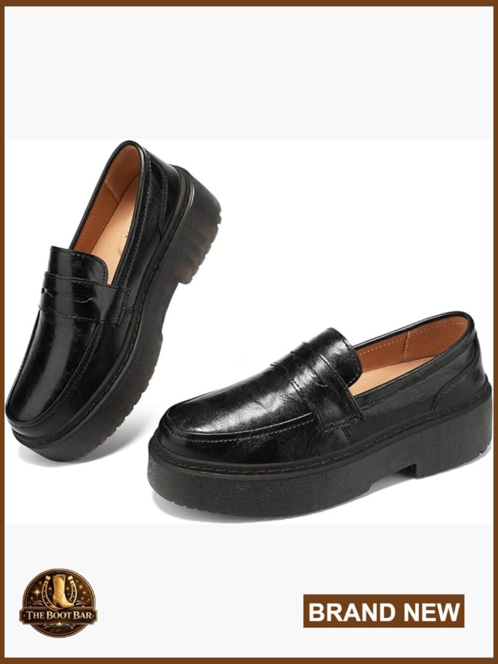 Platform Penny Loafers Chunky Lug Sole Slip On Business Casual Shoes